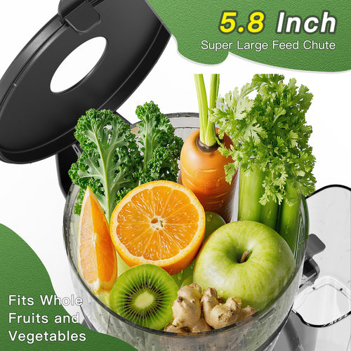 Cold Press Juicer – 5.8" Extra-Wide Feed Chute | Max Nutrient Retention | Slow Masticating Juicer for Whole Fruits & Vegetables